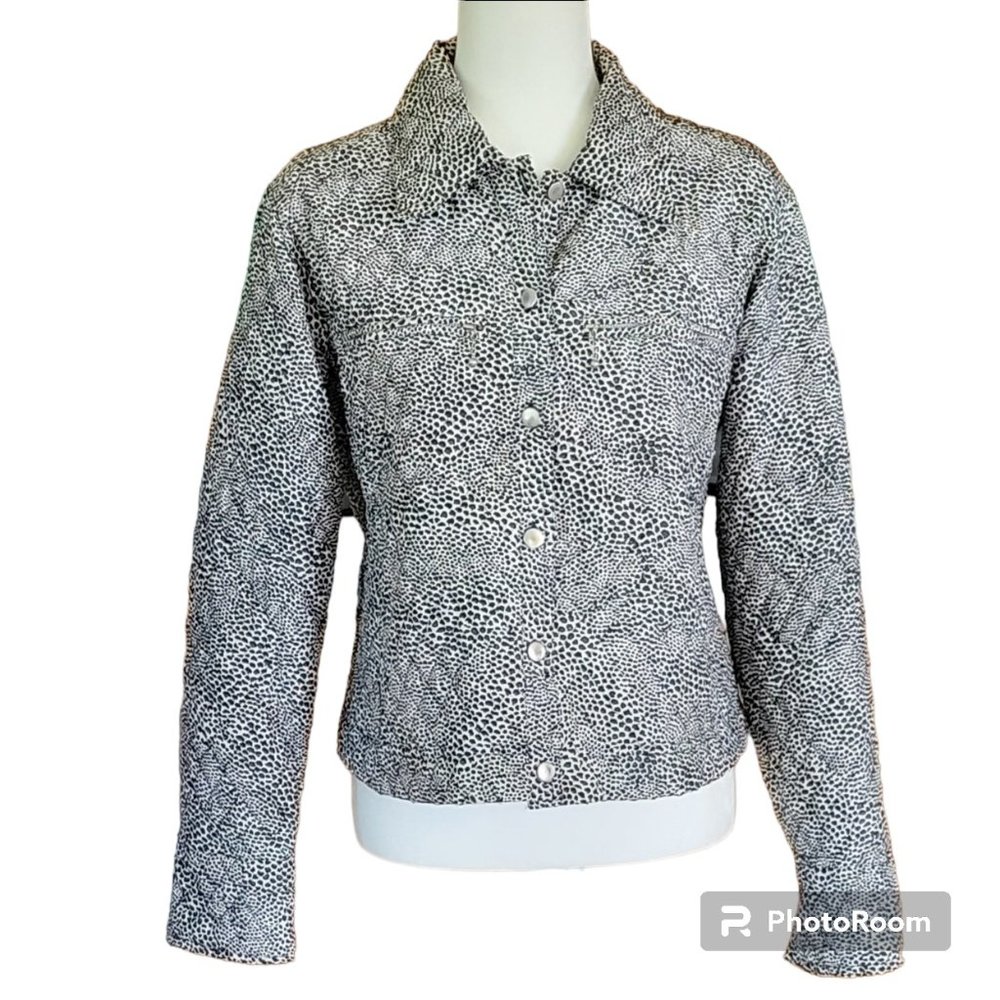 Silkland 100% Silk Quilted Animal Print Blazer Lined in Pink w Pockets NEW
